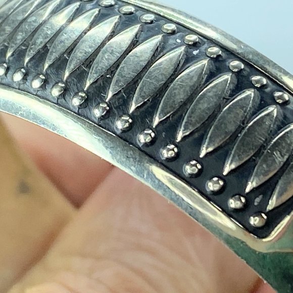 Signed Native American Hallmarked Pictograph Sterling Silver Cuff by B Webb - Picture 7 of 9